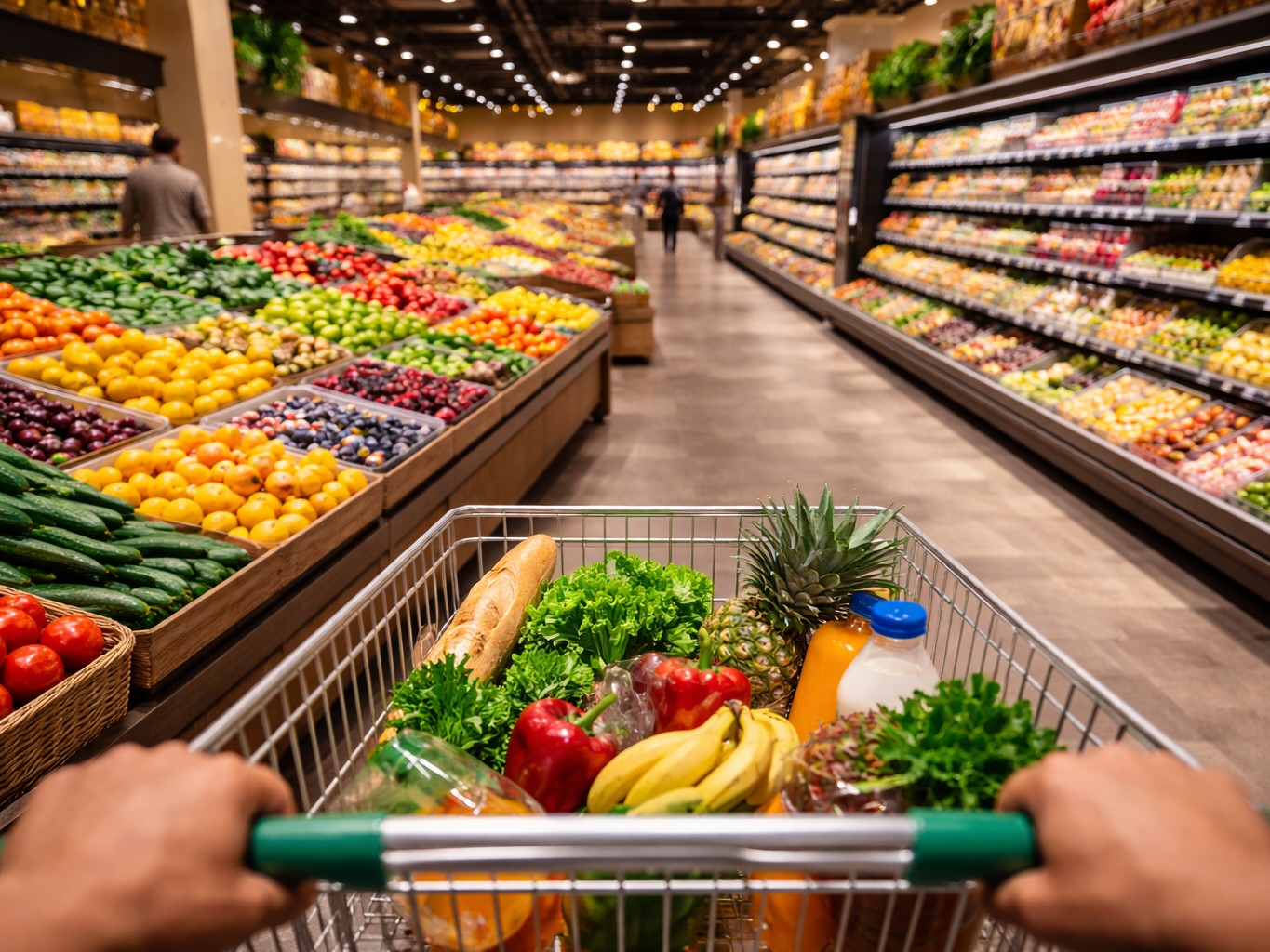 Operação de supermercado e fluxo de clientes